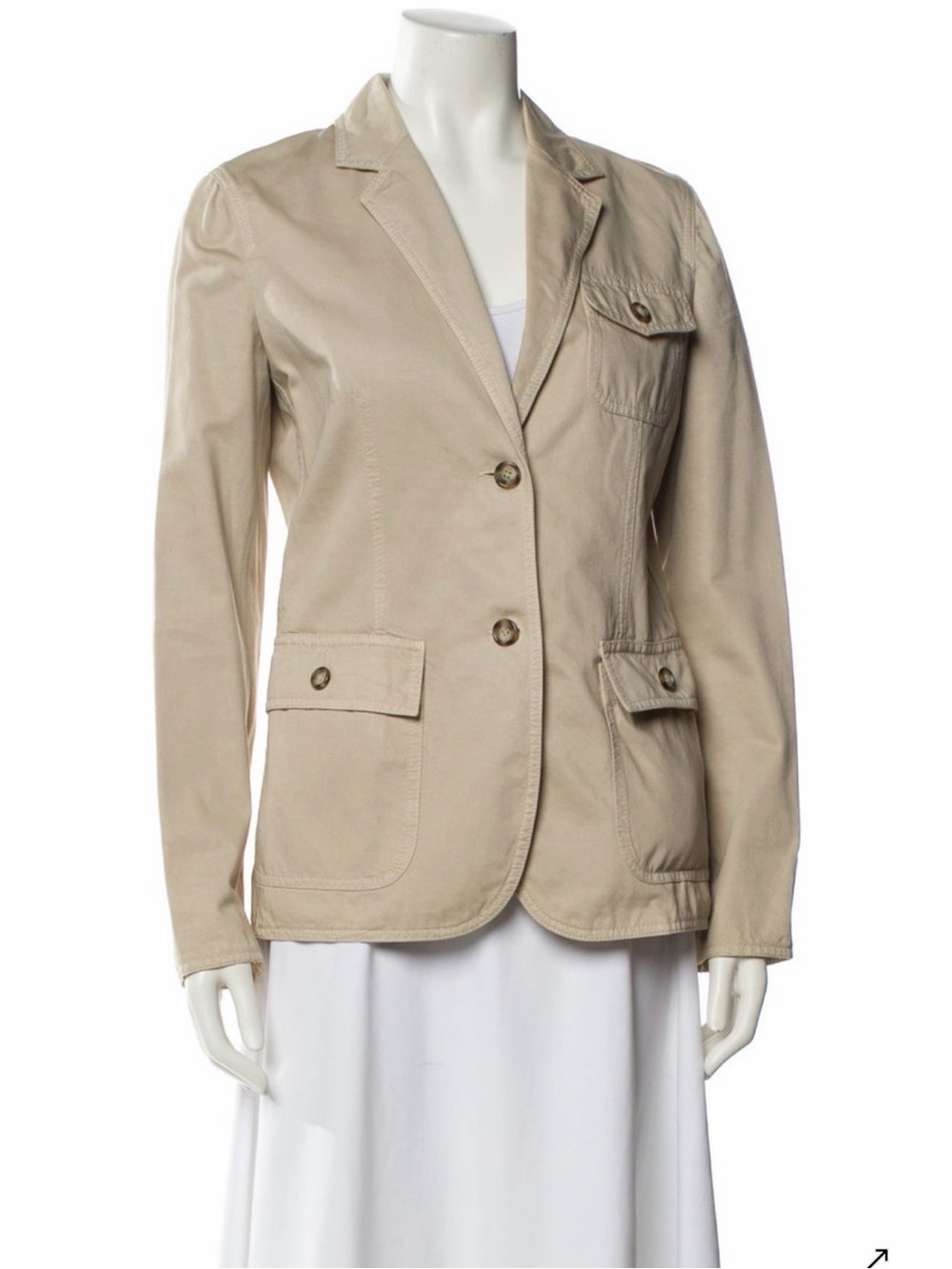 Prada Vintage 2000s Khaki / Cream Tailored Cotton Blazer